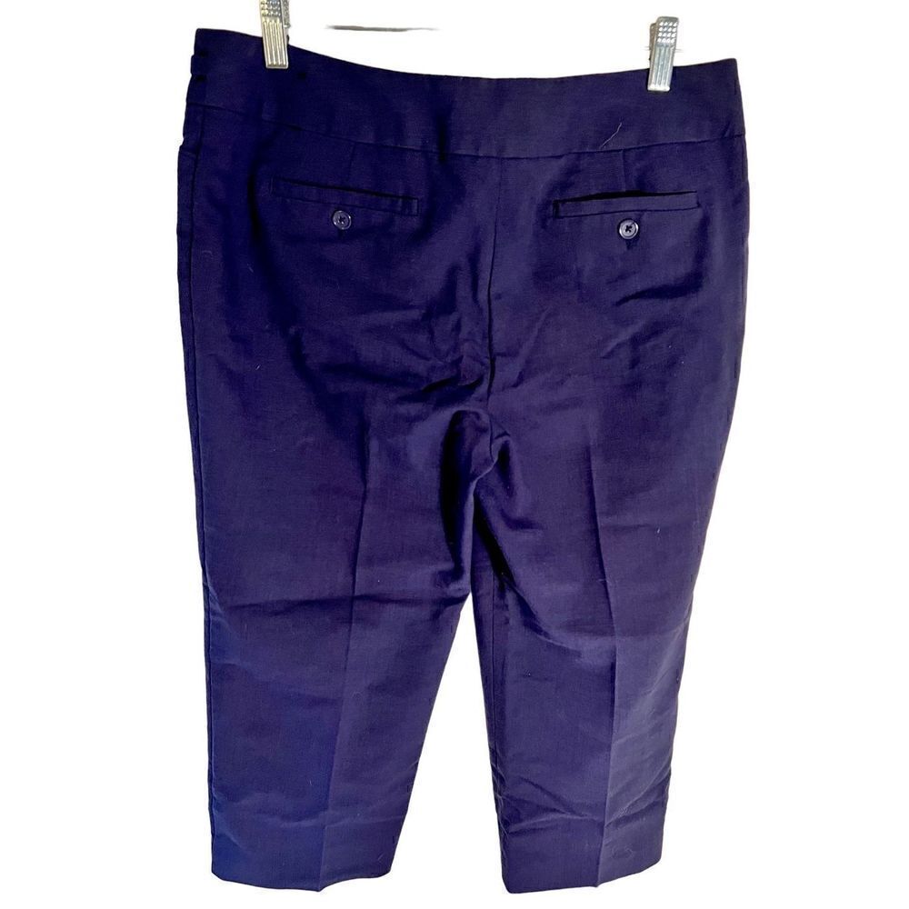 Zac & Rachel Women's Dress Cropped Pants Navy With Silver Detail Size 10 - Picture 2 of 11